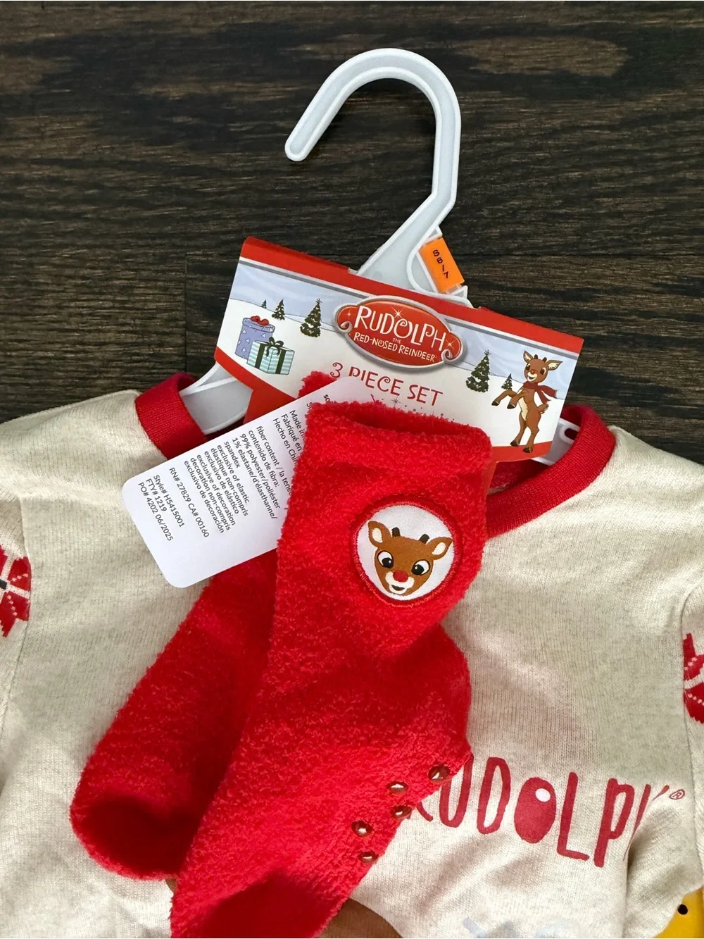 Kids Reindeer Pajama Set with Red Accents